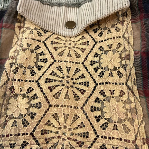 OLI & HALI Fireside Comfort Corduroy Patchwork Jacket Star Shacket Olive M - Picture 11 of 16